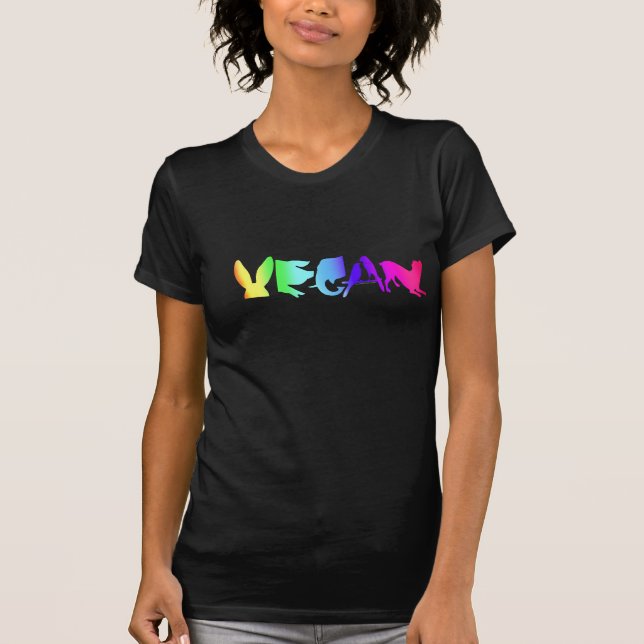 CAMISETA ARCO IRIS UNIVERSAL DEL SÍMBOLO DEL VEGANO EN EL (Anverso)