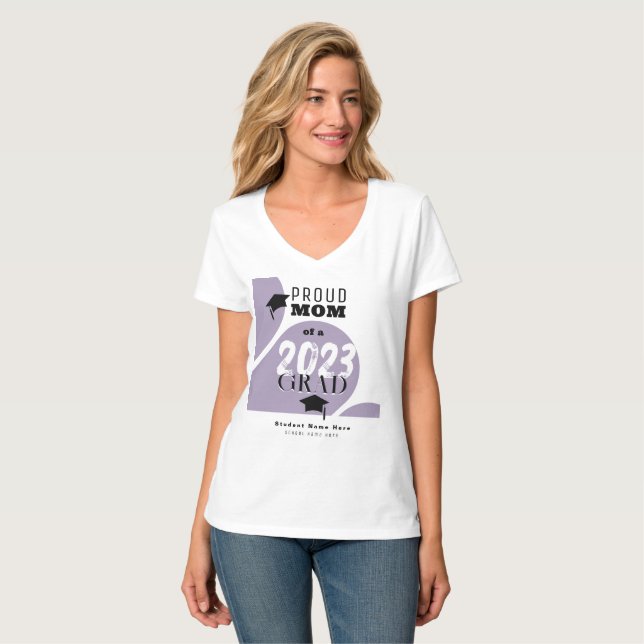 Camiseta Arco moderno púrpura personalizado Orgullo de mamá (Anverso completo)