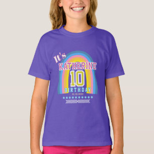 Camiseta Arcoíris 10 cumpleaños azul