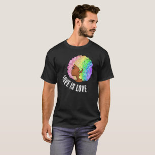 Camiseta arcoíris afro LGBTQ el amor es amor orgullo chica 