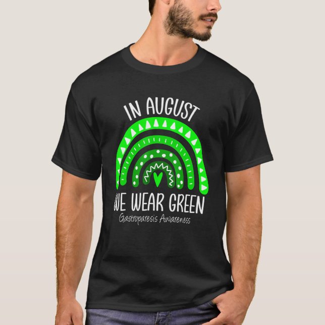 Camiseta Arcoiris Agosto Usamos Gastroparesis Verde Awarene (Anverso)