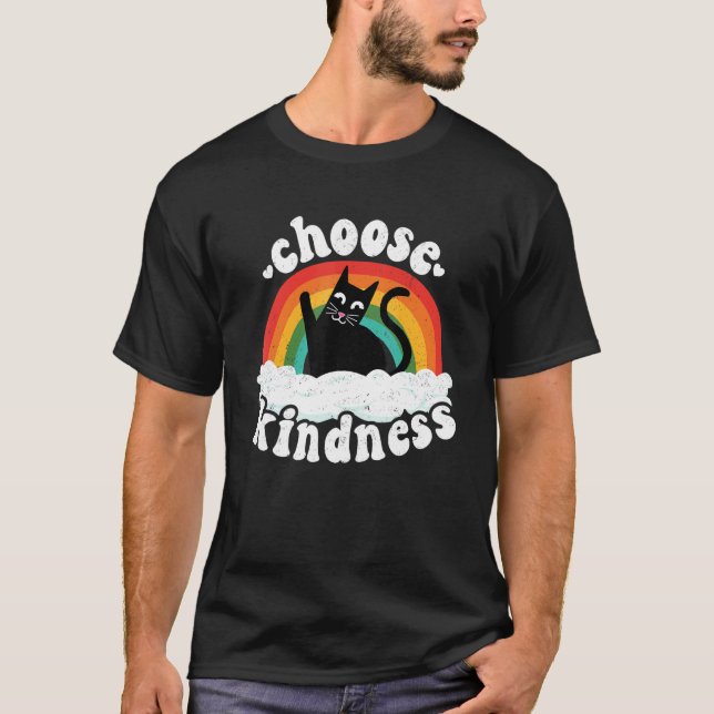 Camiseta Arcoíris Antibullying Paz Amable Hippy Gato Elige (Anverso)
