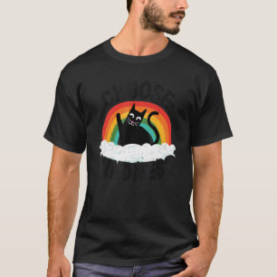 Camiseta Arcoíris Antiviolencia Elegir Gato Hippie Amable P