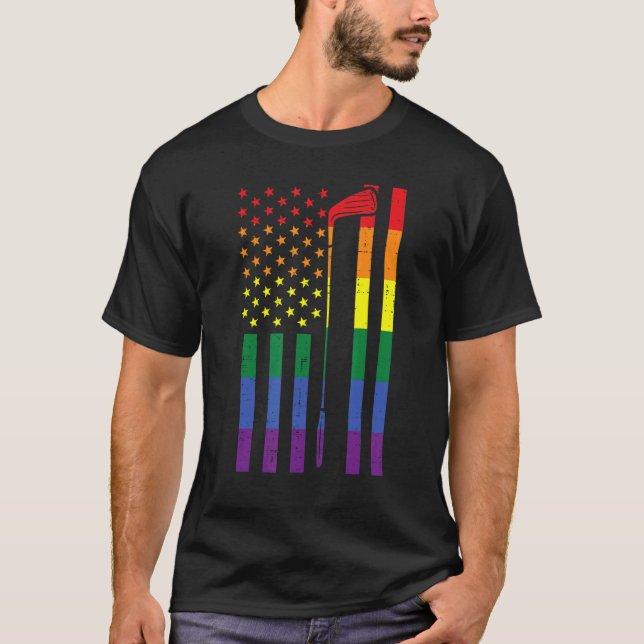 Camiseta Arcoiris Bandera Estadounidense Golf Orgullo Gay L (Anverso)