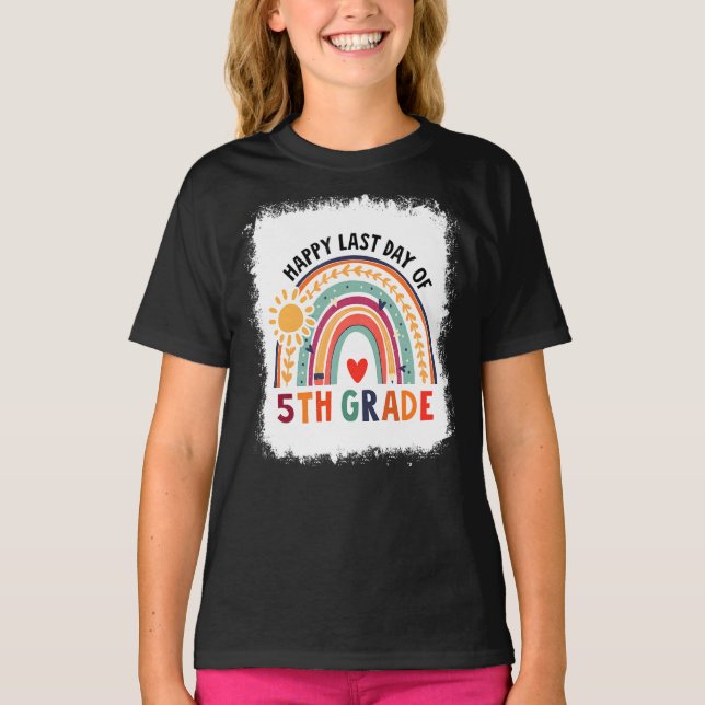 Camiseta Arcoiris blanqueado Feliz Día de Enseñanza de 5º G (Anverso)