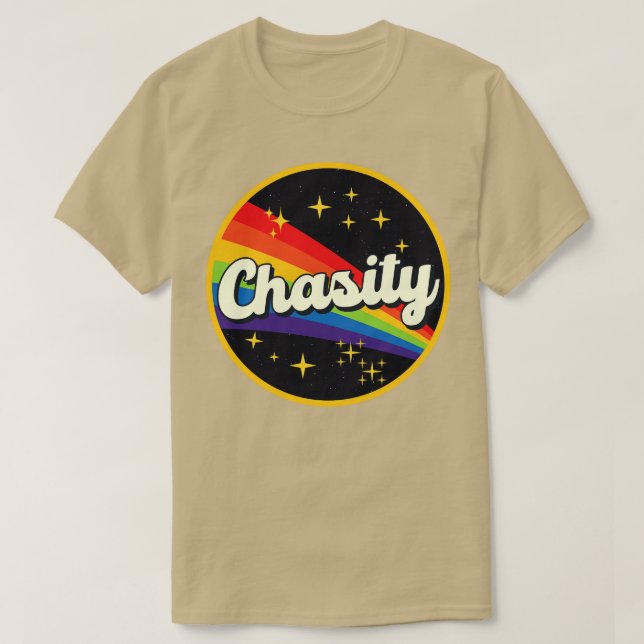 Camiseta Arcoiris Chasity En Estilo Vintage Espacial (Diseño del anverso)