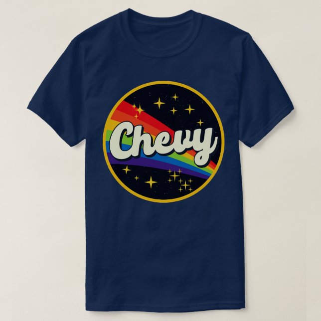 Camiseta Arcoiris Chevado al estilo de vintage espacial (Diseño del anverso)