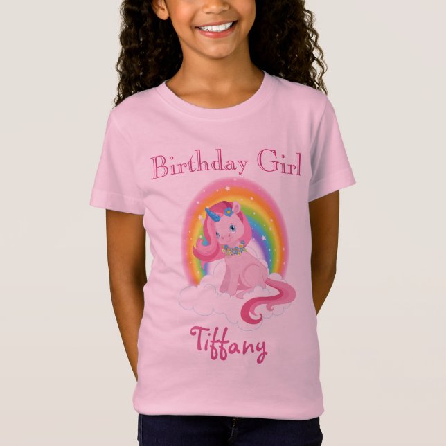 Camiseta Arcoiris Chica de cumpleaños de Unicornio (Anverso)