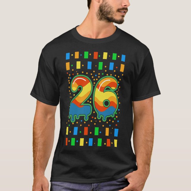 Camiseta Arcoíris Colorido Goteo Número 26  (Anverso)