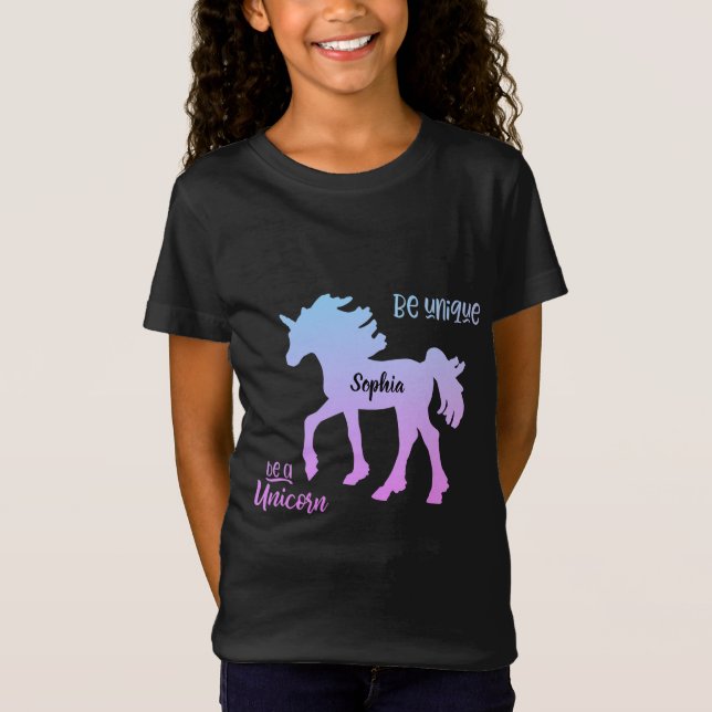 Camiseta Arcoiris colorido rosa azul Unicornio (Anverso)