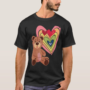 Camiseta Arcoiris Corazón Cute Teddy Enorme Tiempo Teddy Os