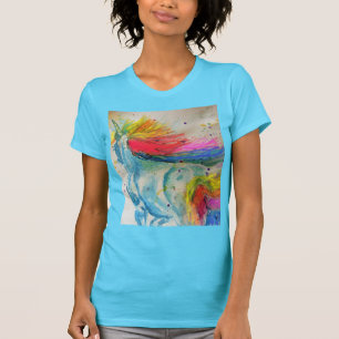 Camiseta Arcoiris cute unicornio mujeres color de agua cami