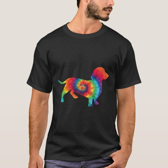 Camiseta Arcoiris Dachshund Perro Art Colorido Doxie Sausag (Anverso)