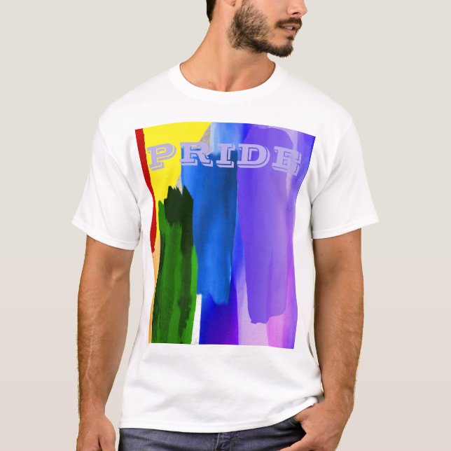 Camiseta Arcoíris de acuarela cepillada LGBT de PixDezines (Anverso)