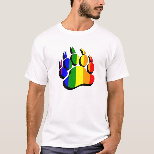 Camiseta Arcoiris de arcilla de oso gay con sombra negra -  (Anverso)