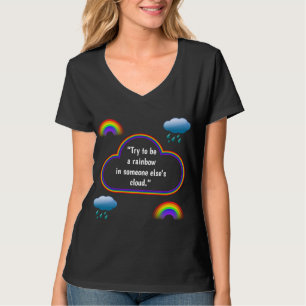 Camiseta 'Arcoiris' de cuello-V femenino (negro)