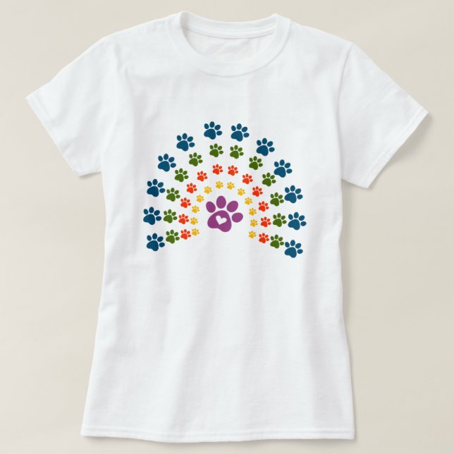 Camiseta arcoiris de Dog Paw (Diseño del anverso)