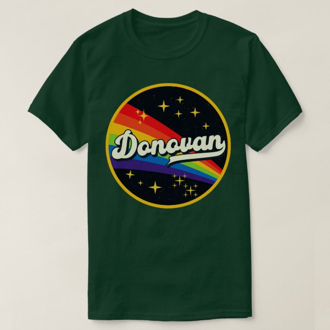 Camiseta Arcoiris de Donovan en estilo vintage espacial (Diseño del anverso)