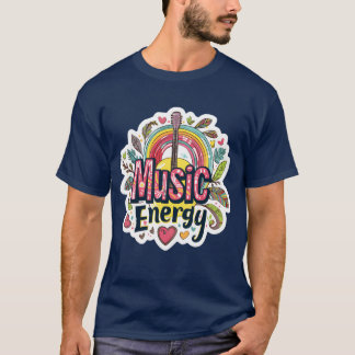Camiseta Arcoiris de energía musical y guitarra para un muc