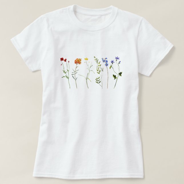 Camiseta Arcoíris de Flor Silvestre Orgullo LGBTQ (Diseño del anverso)