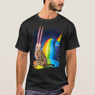 Camiseta arcoíris de gato láser, espacio de cienci