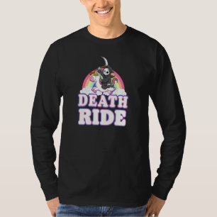 Camiseta Arcoíris de la Muerte Grim Reaper Montando Unicorn