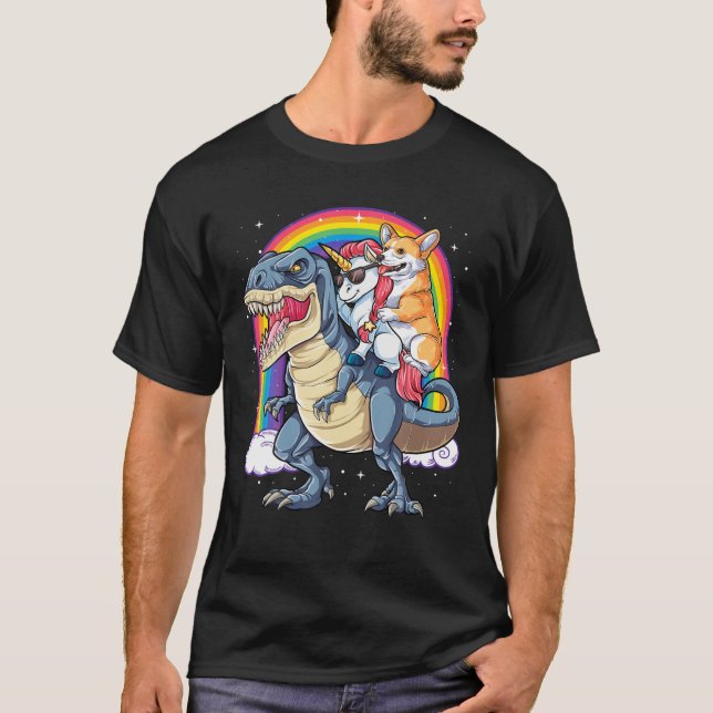 Camiseta Arcoiris de los Chicas Corgi Unicorn Dinosaur T Re (Anverso)