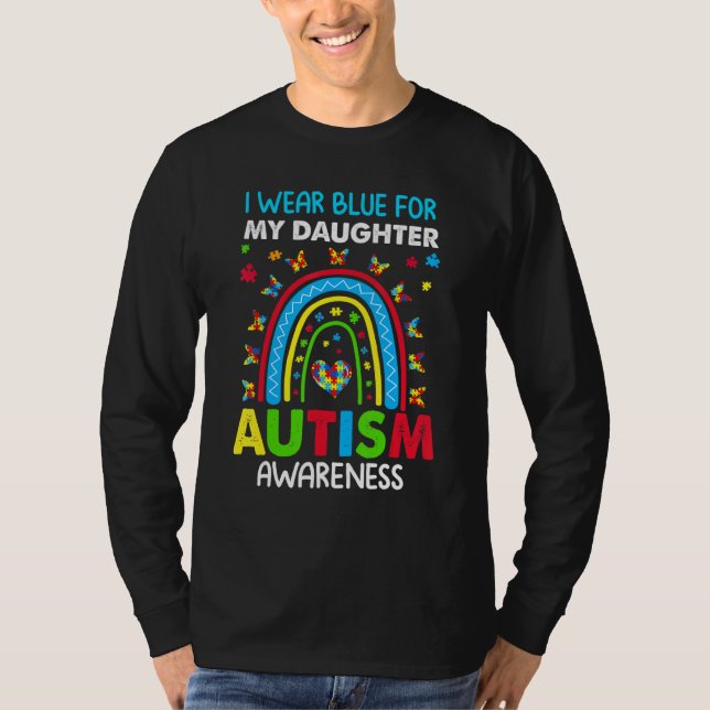 Camiseta Arcoiris De Mariposa Con Azul Para Mi Hija Auti (Anverso)