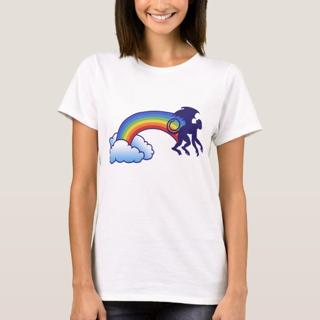 Camiseta Arcoiris de mono volador (Anverso)