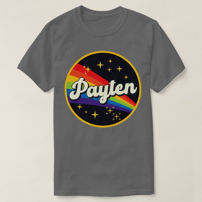 Camiseta Arcoiris de pago en estilo vintage espacial (Diseño del anverso)