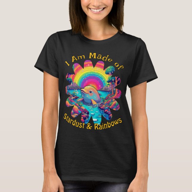 Camiseta Arcoíris de Polvo de Estrellas Delfín Vibraciones  (Anverso)