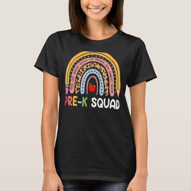 Camiseta Arcoiris de profesora de escuadrón preescolar de p (Anverso)