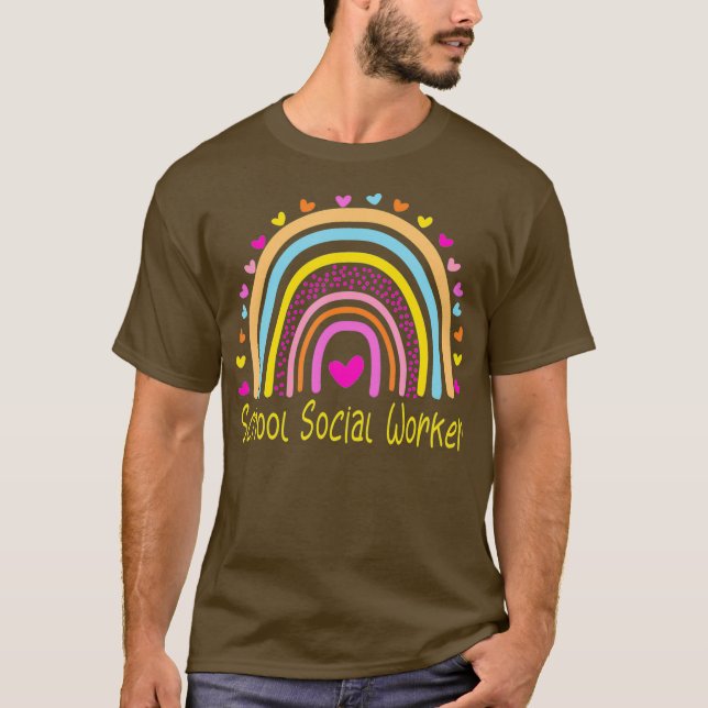 Camiseta Arcoiris de trabajador social escolar (Anverso)