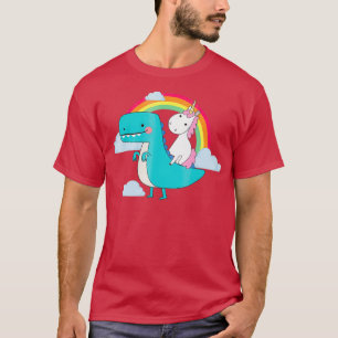Camiseta Arcoiris de Unicornio en bicicleta TRex Dinosaurio