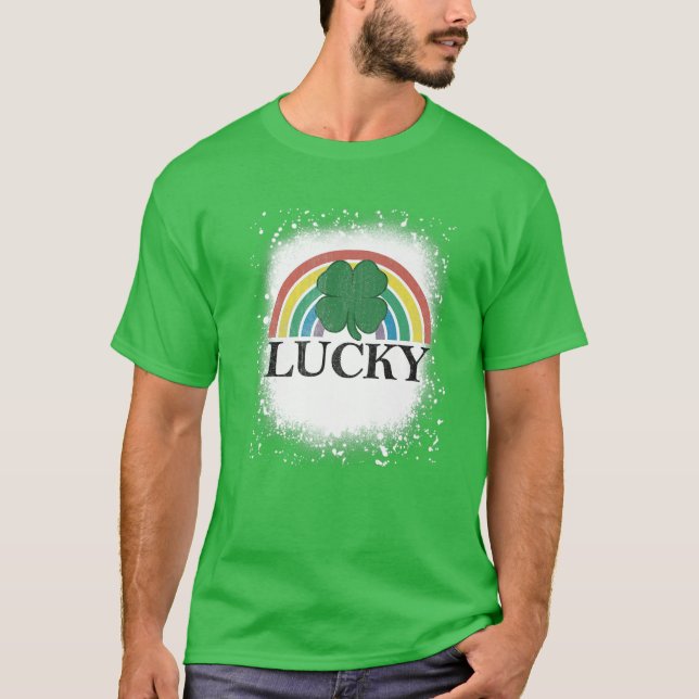 Camiseta Arcoiris del Día de Patrick en Shamrock Lucky Blea (Anverso)