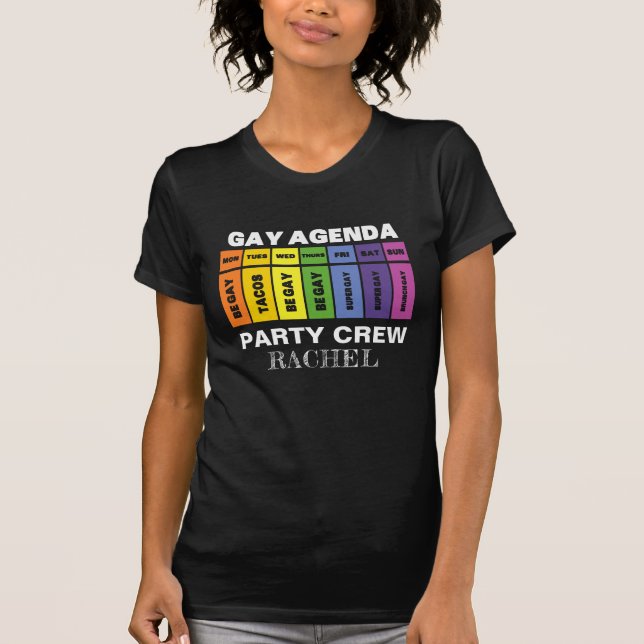 Camiseta Arcoiris del equipo Fiesta LGBT personalizado Gay  (Anverso)