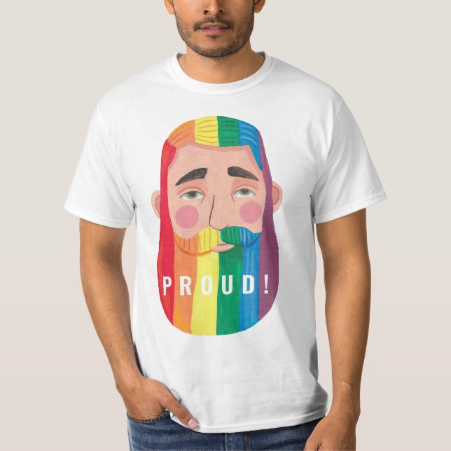 Camiseta Arcoiris del orgullo gay banderas de género barba  (Anverso)