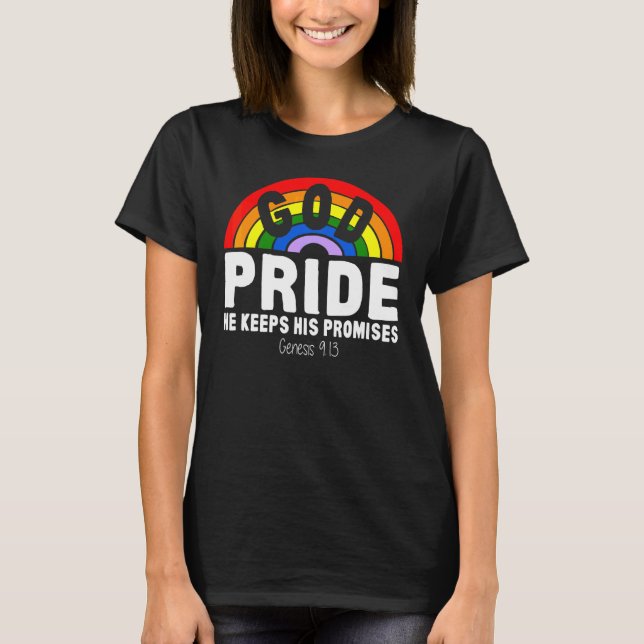 Camiseta Arcoíris Dios Orgullo Él Cumple Sus Promesas Génes (Anverso)