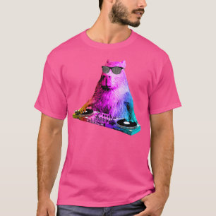 Camiseta Arcoíris Dj Capybara Música House Divertida