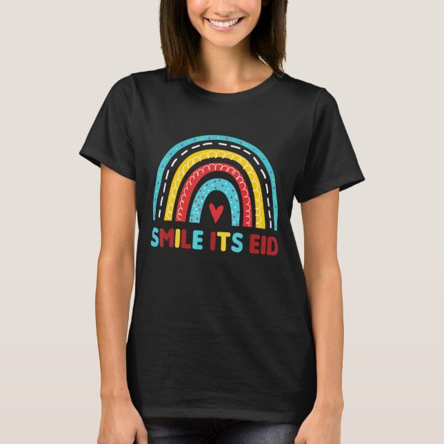 Camiseta Arcoiris Eid Alfitr Mubarak Feliz Eid Mubarak (Anverso)