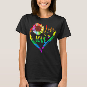 Camiseta Arcoiris El amor al corazón del girasol es amor Le