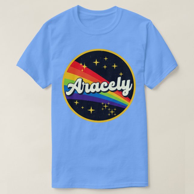 Camiseta Arcoiris en el espacio al estilo vintage (Diseño del anverso)