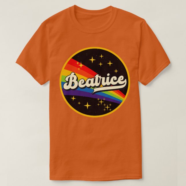 Camiseta Arcoiris en estilo de vintage espacial (Diseño del anverso)