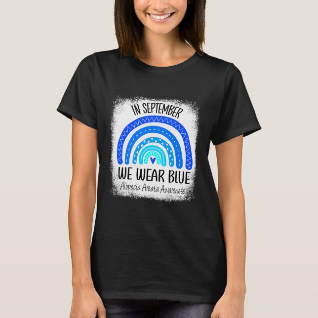 Camiseta Arcoiris En Septiembre Usamos Alopecia Azul Areata (Anverso)