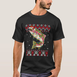 Camiseta Arcoiris Fish Santa Hat Mujeres Hijos feos Chris