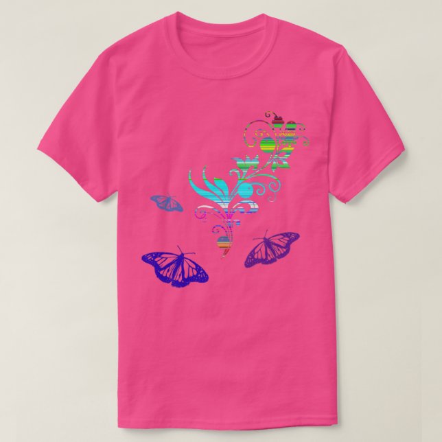 Camiseta Arcoiris floral de mariposa (Diseño del anverso)