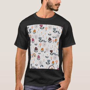 Camiseta Arcoiris florales: Textura sin soldadura dibujada