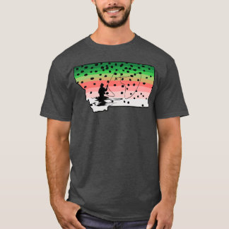 Camiseta Arcoiris Fly Fish Montana Mapa de vuelos Fishi