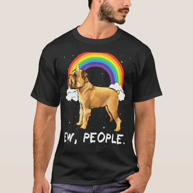 Camiseta Arcoíris Griffon de Bruselas Ew Personas Unicornio (Anverso)