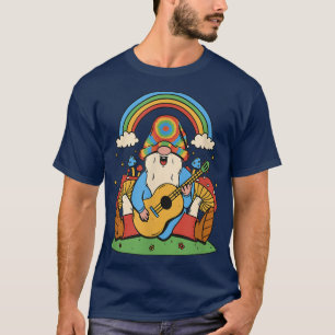 Camiseta Arcoiris hippie toca guitarra instrumento musical
